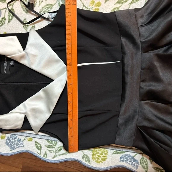 betsy and adam black and white dress Betsy and Adam Long Formal Dress a27115 Black/White / 0 main image 0
